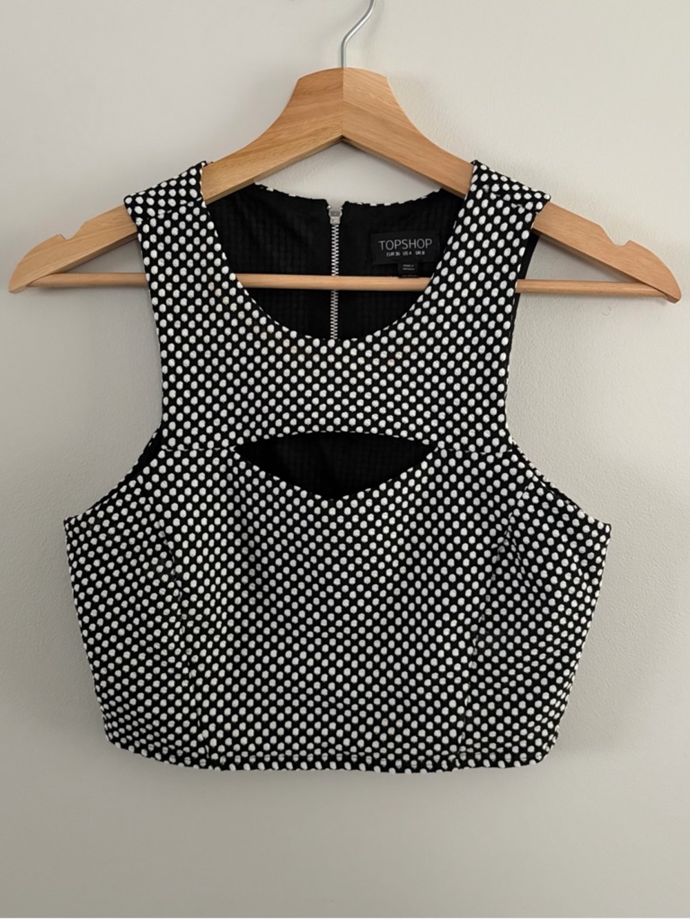 Topshop Black & White Polka Dot Cropped Tank Top